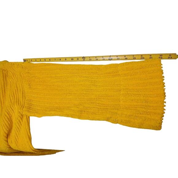 Back Street Long Jacket Sz L Yellow Sparkle CHENILE CORDUROY Bamboo Button Luxe - Picture 15 of 16